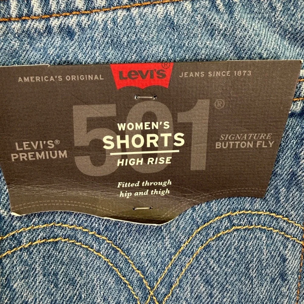 Levis Premium 501 Shorts Womens High Rise Non-Stretch Denim Cut Off Blue
